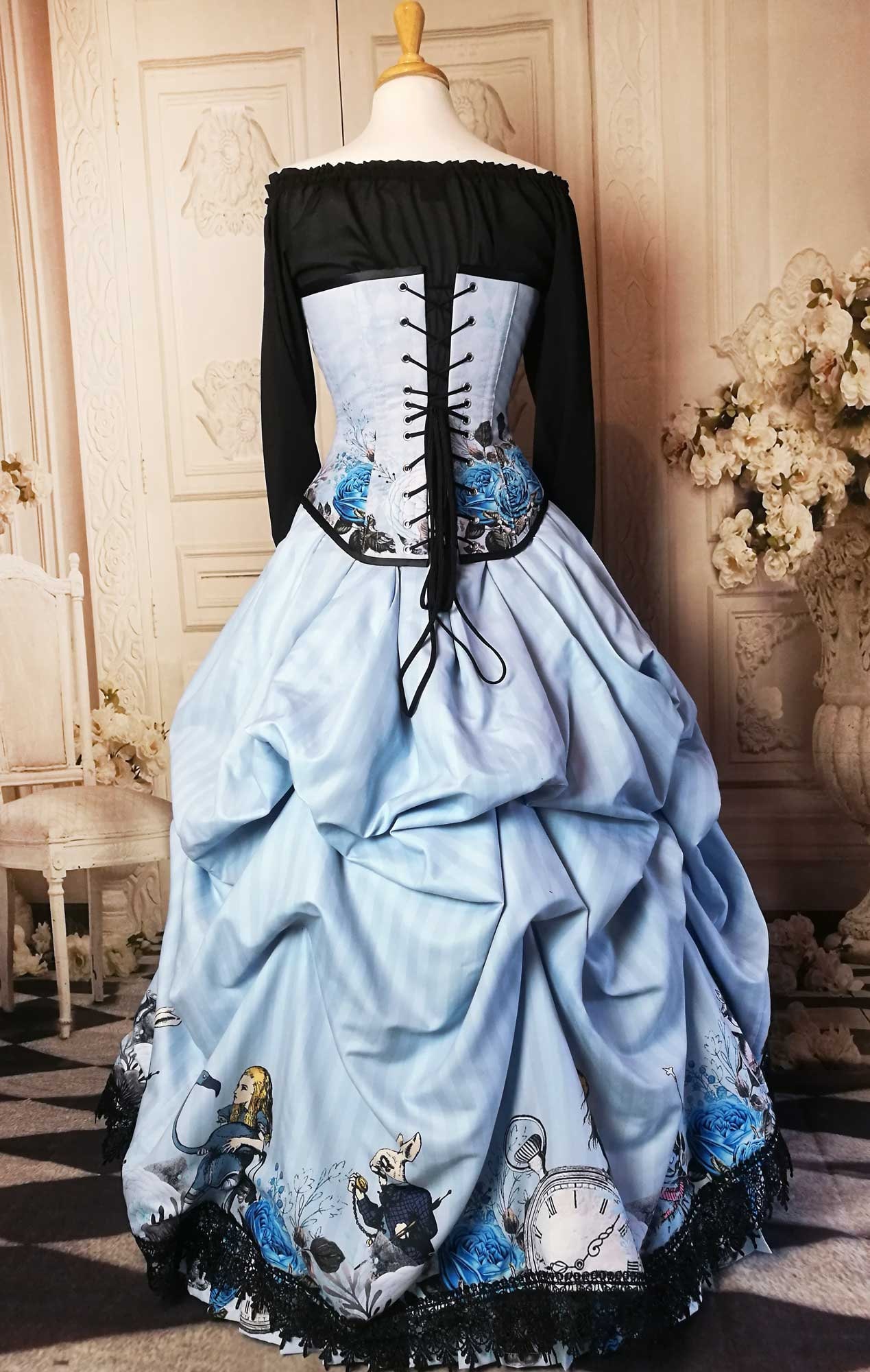 Alice in Wonderland Custom Blue Victorian Corset Gown - Custom Fitted Alice  in Wonderland Wedding or Prom Dress - Etsy