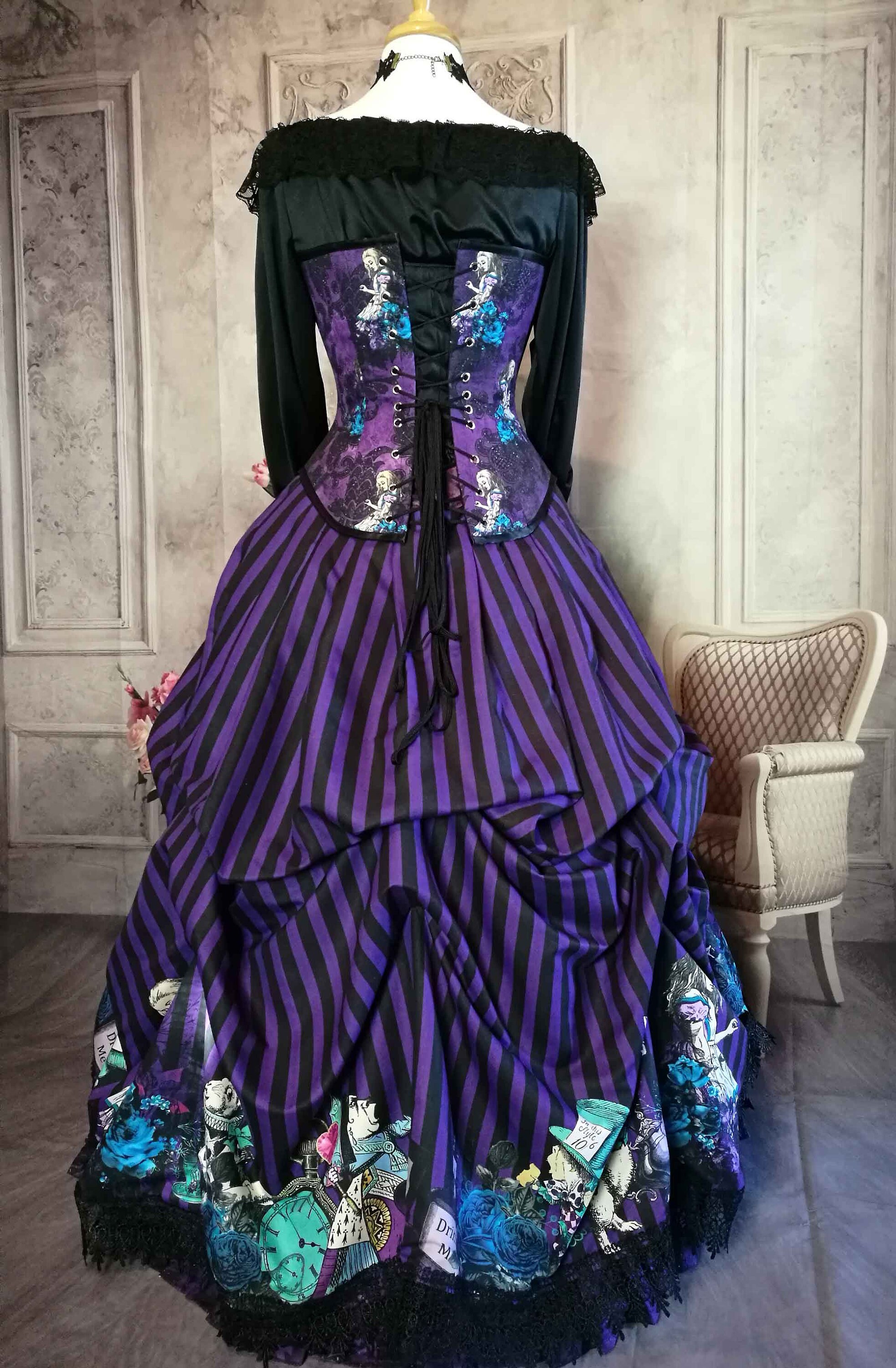 Alice in Wonderland Gothic Corset Gown Custom Victorian Dress - Etsy Alice in Wonderland Gothic Corset Gown Custom Victorian Dress - Etsy