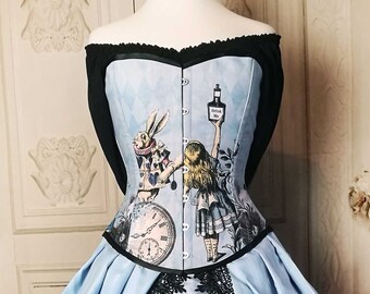 Alice in Wonderland Custom Blue Victorian Corset Gown - Custom Fitted Alice  in Wonderland Wedding or Prom Dress - Etsy