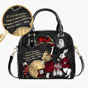Alice im Wunderland Klassische Zitat Handtasche - Mad Hatter Tea Party Accessoire JP[I]83Q