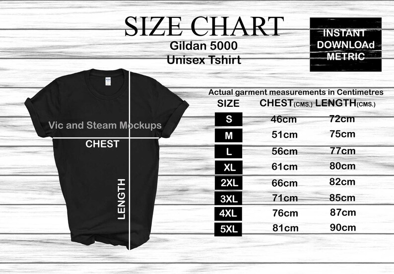 Download METRIC Gildan 5000 and Gildan 18500 Size Charts BUNDLE | Etsy