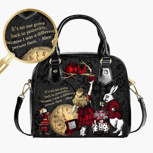 Alice in Wonderland Gothic Handbag - Mad Hatter Tea Party Purse - Through the Looking Glass Gift (JP83) and (JP83Q)