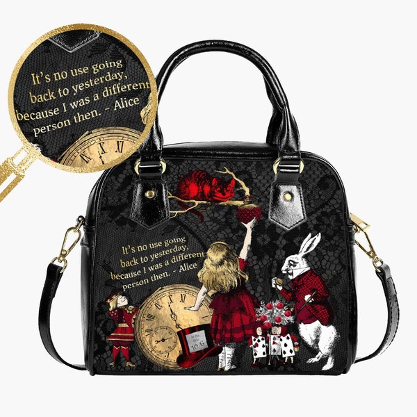 Alice im Wunderland Gothic Handtasche - Hutmacher Teeparty Geldbörse - Hinter die Glasspiegel (JP83) und (JP83Q)