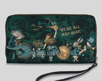 Alice in Wonderland Green Zipper Wallet - Alice Quote Purse (JPZCWG)