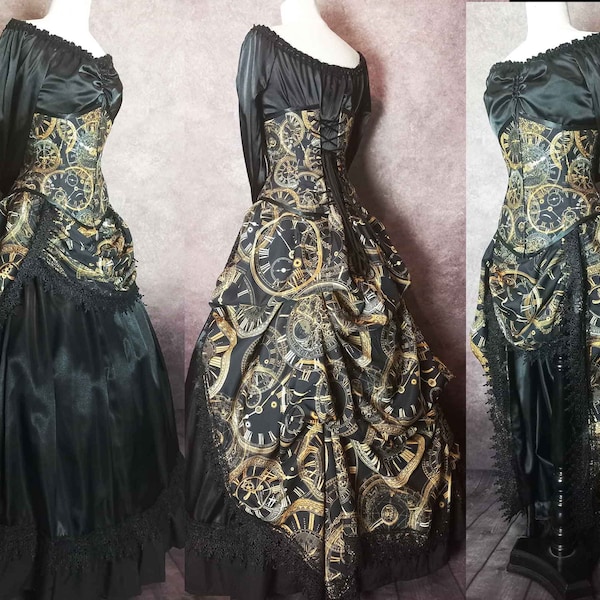 Golden Clocks Steampunk Costume - Steampunk Wedding Gown