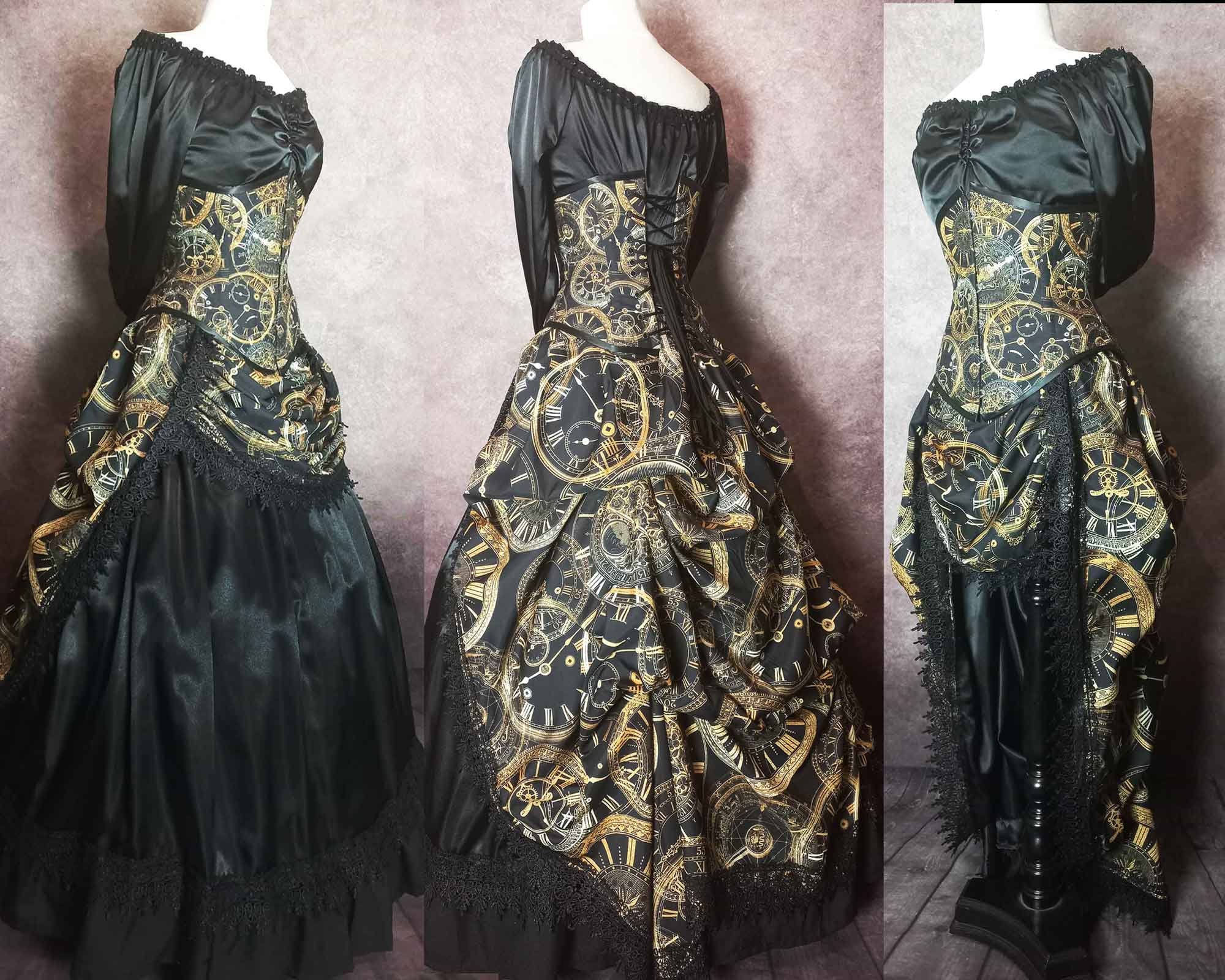 green emerald velvet dress Elegant victorian steampunk corset costume