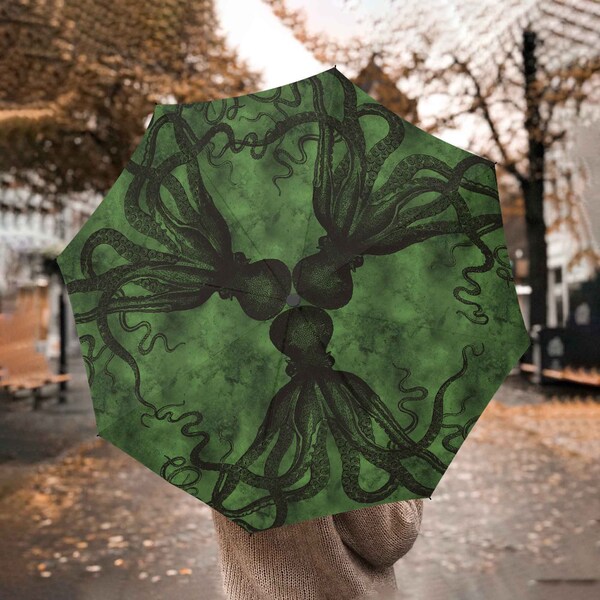 Cthulhu Umbrella - Steampunk Horror Green Automatic Parasol Umbrella (UMCTHU)