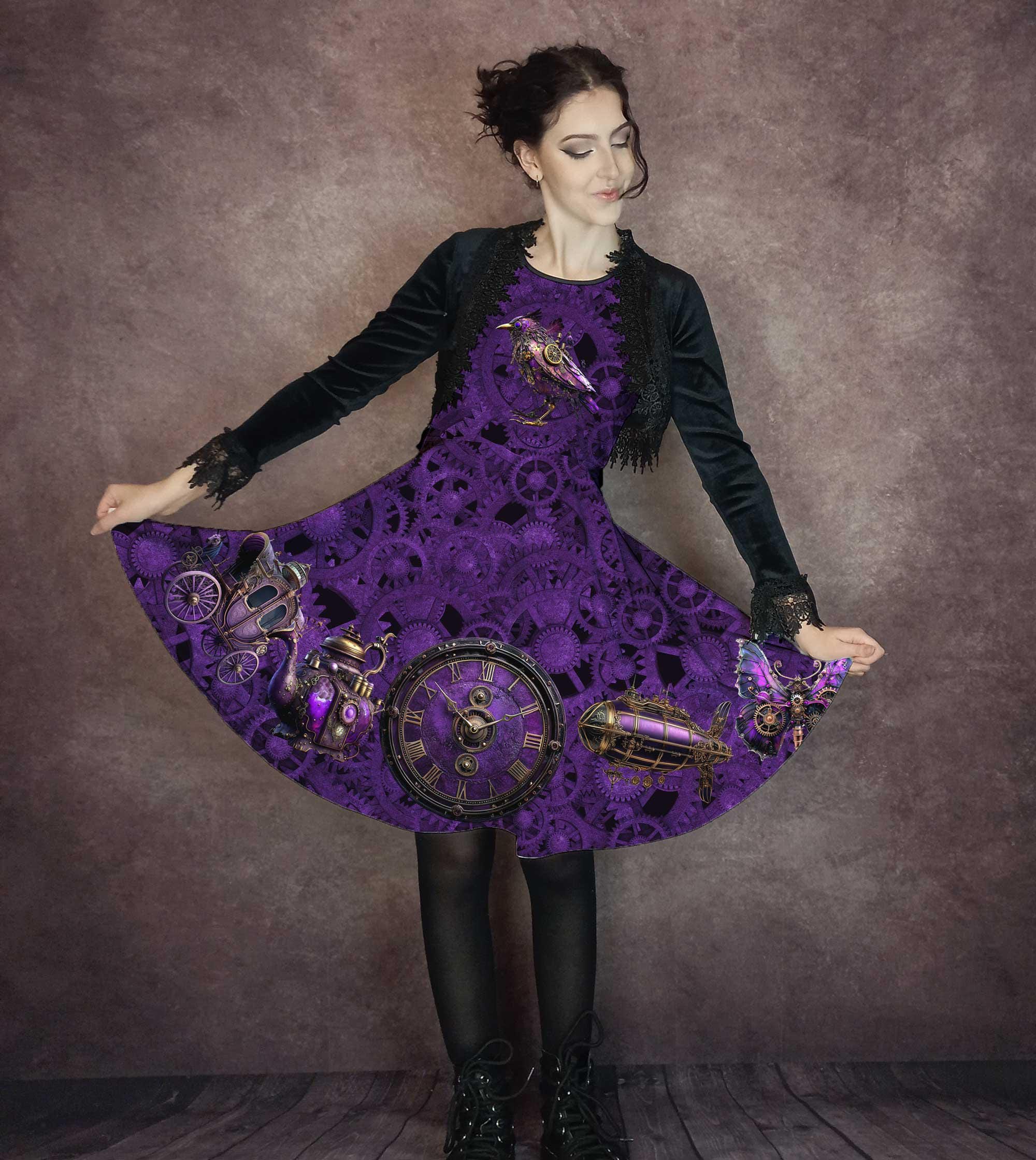 steampunk purple dress Gilded Age Ball Gown: Victorian Steampunk Pink & Black Lace Dress