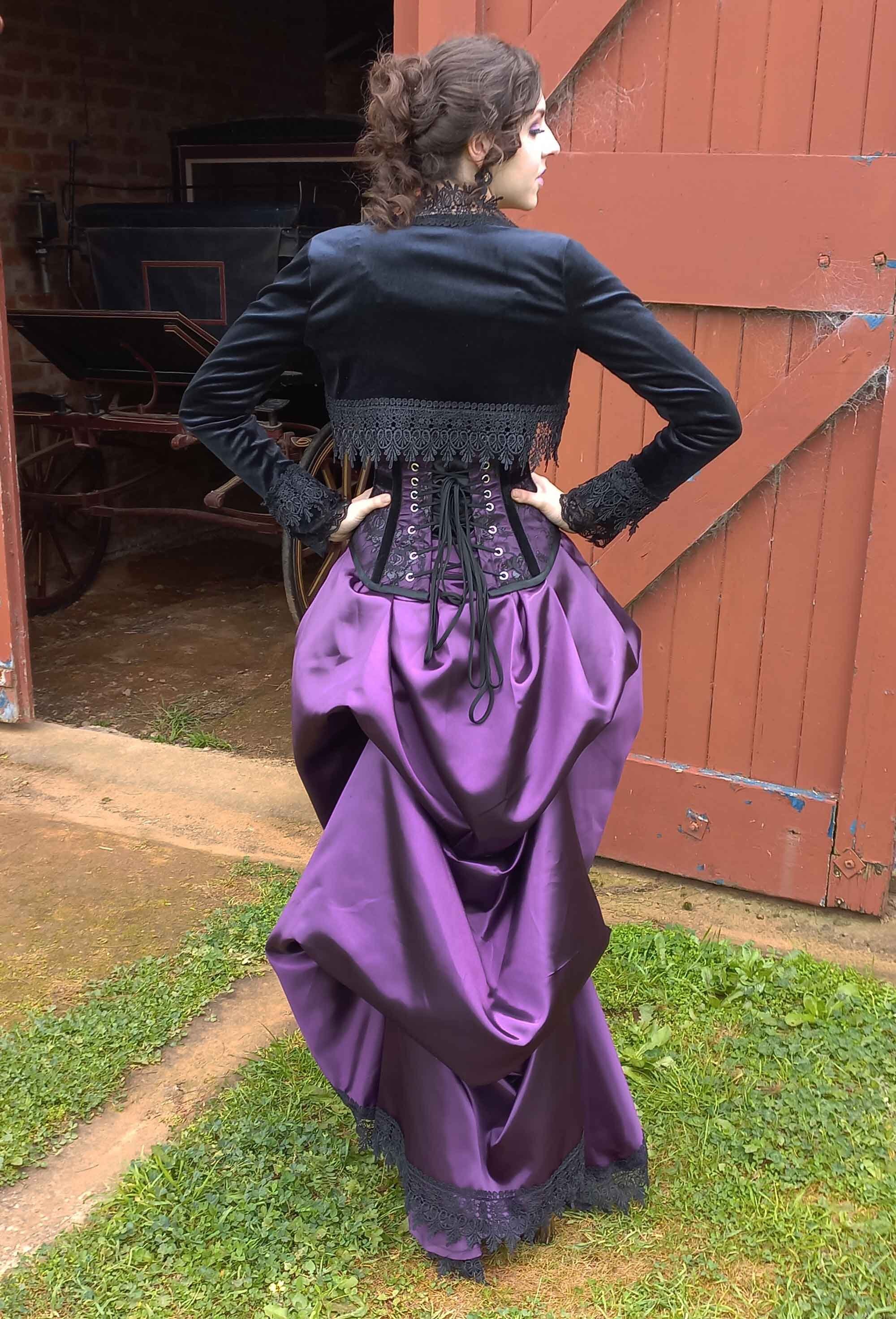 Amethyst Satin Victorian Bustle Skirt - Steampunk Bustle Skirt