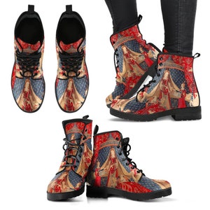 The Lady and the Unicorn Vegan leather Combat Boots Mon Seul Desir Tapestry Boots for Art Lover JPREG75 image 4