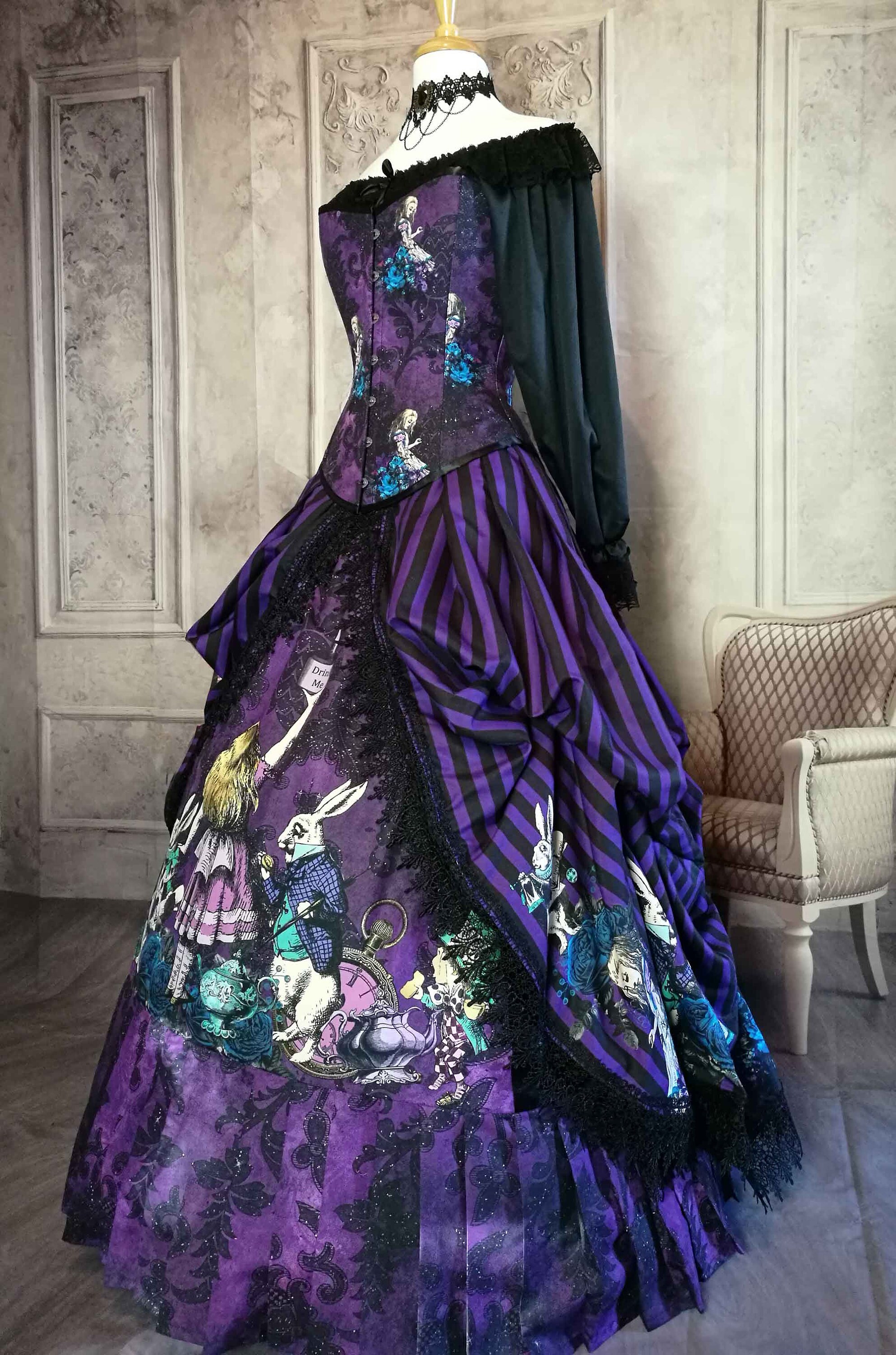 alice in wonderland purple dress Alice in Wonderland Gothic Corset Gown