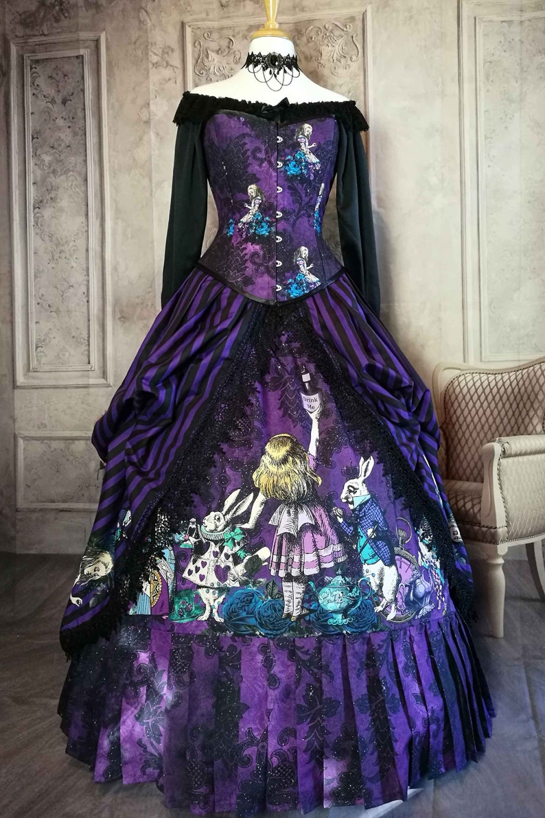 Alice in Wonderland Gothic Victorian Corset Gown Custom - Etsy