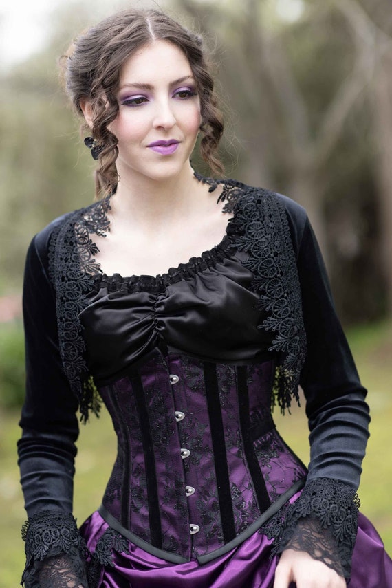 Amethyst Satin and Lace Pandora Underbust Corset - Steel Boned