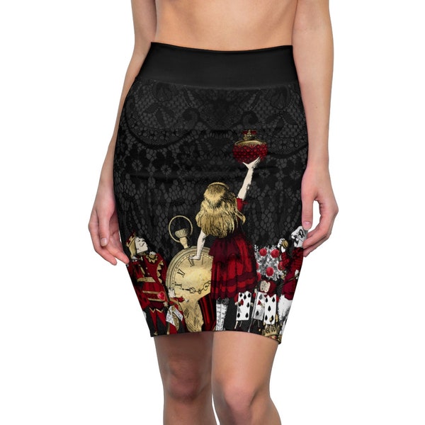 Alice in Wonderland Gothic Pencil Skirt