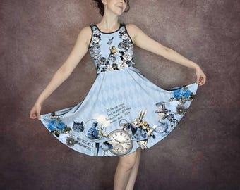 Blue Alice in Wonderland Dress - Plus Size Friendly (AABLUEA)