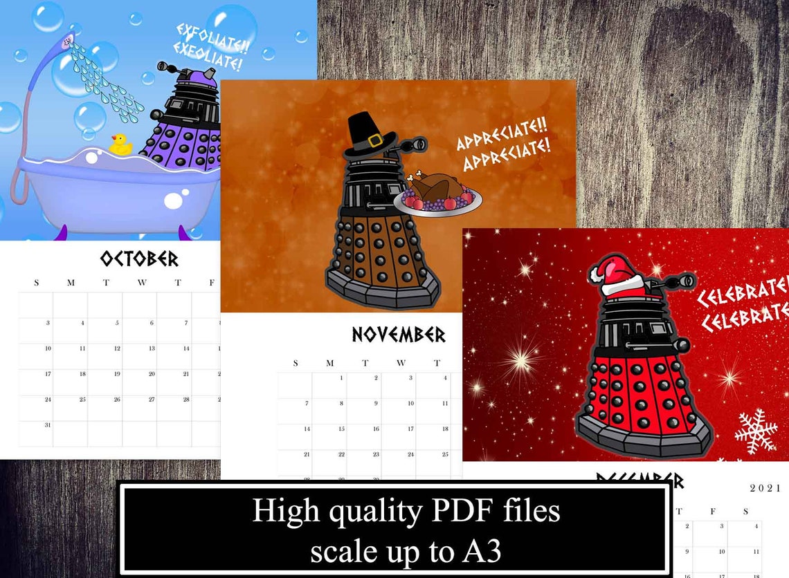 Doctor Who Calendar The Daleks at Play 2021 printable Etsy