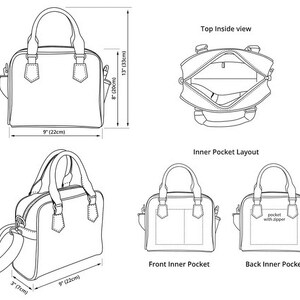 Pode incluir: Uma bolsa de m&atilde;o de couro preto com al&ccedil;a superior e al&ccedil;a de ombro destac&aacute;vel. A bolsa mede 22 cm de largura por 33 cm de altura e tem um bolso com z&iacute;per na parte de tr&aacute;s. A bolsa tamb&eacute;m tem um bolso frontal e um bolso com z&iacute;per no interior.