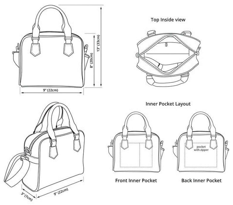 Pode incluir: Uma bolsa de m&atilde;o de couro preto com al&ccedil;a superior e al&ccedil;a de ombro destac&aacute;vel. A bolsa mede 22 cm de largura por 33 cm de altura e tem um bolso com z&iacute;per na parte de tr&aacute;s. A bolsa tamb&eacute;m tem um bolso frontal e um bolso com z&iacute;per no interior.