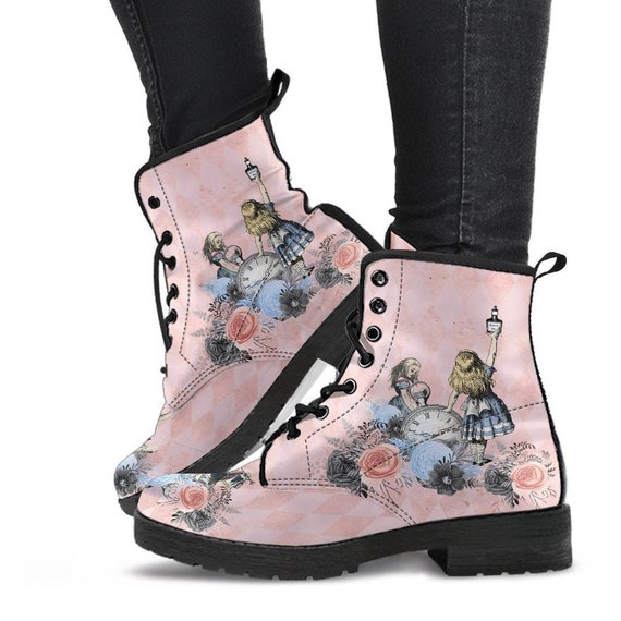 Pastel pink combat boots cheap