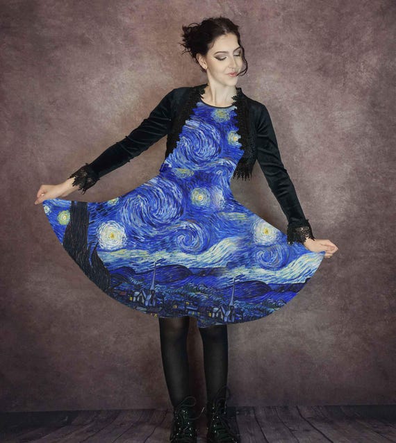 Van Gogh Starry Night Party Dress - Art Lover Dress Van Gogh Starry Night Party Dress - Art Lover Dress