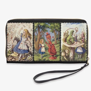 Alice in Wonderland Vintage Illustrations Zipper Wrist Wallet (JPVINAW)