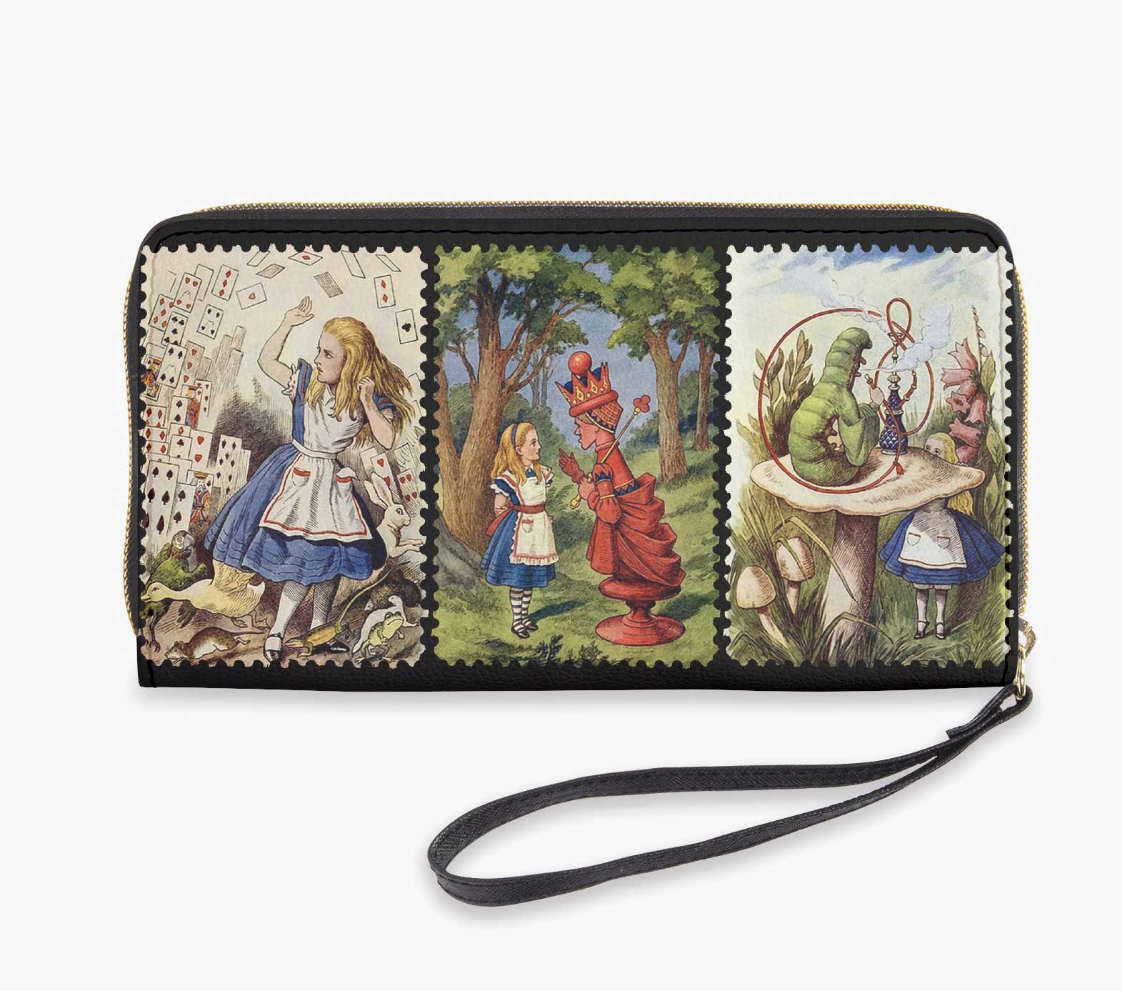 Alice in Wonderland Vintage Illustrations Zipper Wrist Wallet (JPVINAW)