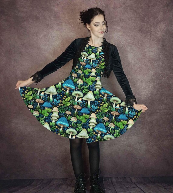 green emerald velvet dress Mario Mushroom Skater Dress – Sexy Hackers Clothing Inc main image 1