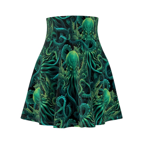 Cthulhu Skirt - Victorian Horror, HP Lovecraft Inspired Skirt - Steampunk Sea Monster Skater Skirt