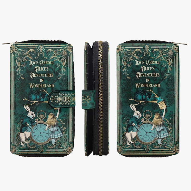 Cartera con cremallera verde de Alicia en el país de las maravillas - Monedero de la fiesta del té del Sombrerero Loco (JP[I]ALWG) imagen 2