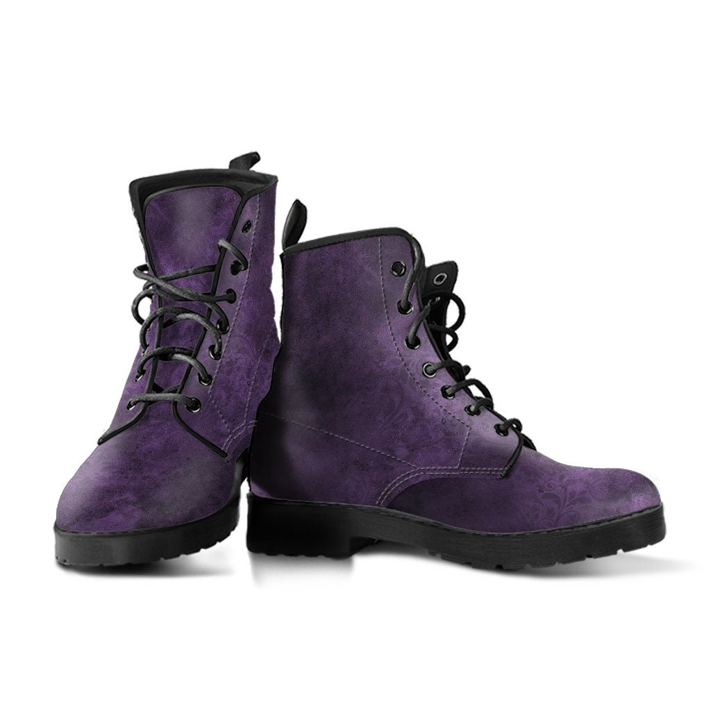 Purple Gothic Grunge Lace up Combat Boots - (JPREG68) - Etsy display picture 2
