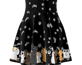 Cute Kitty Cats Skater Skirt - Cat lover Party Skirt