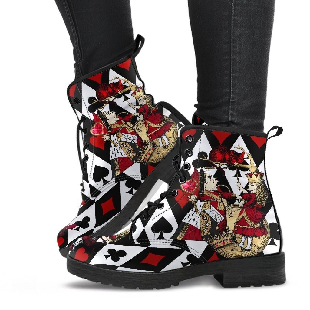 Alice in Wonderland Queen of Hearts Lace up Combat Boots
