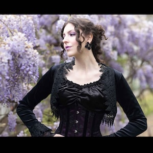 Boléro Noir Court En Panne De Velours - Taille 38 - Occasion Impeccable