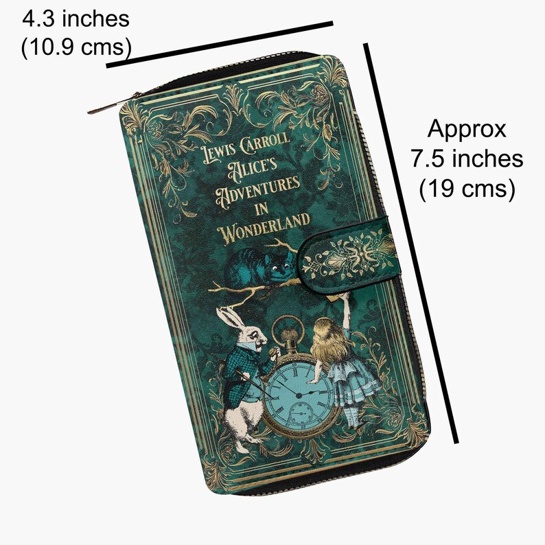 Cartera con cremallera verde de Alicia en el país de las maravillas - Monedero de la fiesta del té del Sombrerero Loco (JP[I]ALWG) imagen 5