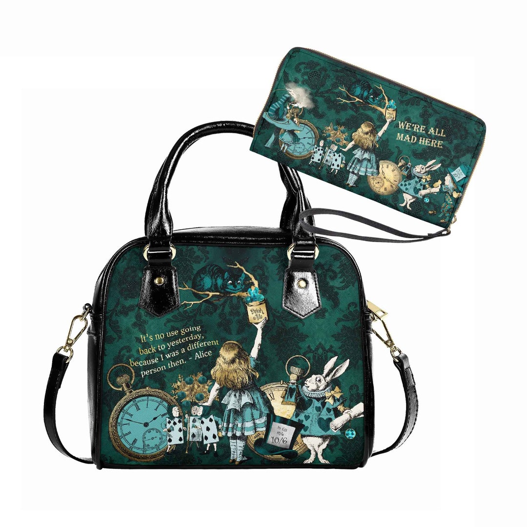 Alice in Wonderland Bottle Green Handbag - Mad Hatter Tea