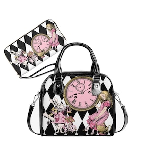 Conjunto de accesorios para la fiesta del té de Alicia en el País de las Maravillas: bolso y cartera de Alicia en el País de las Maravillas (JPPINKAT) y (JPZWP1)