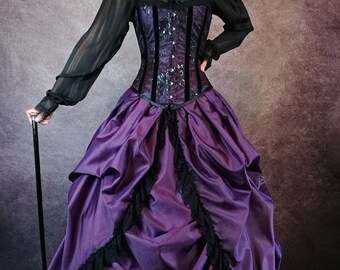 purple gothic corset dress Gothic Velvet Corset Dress Set