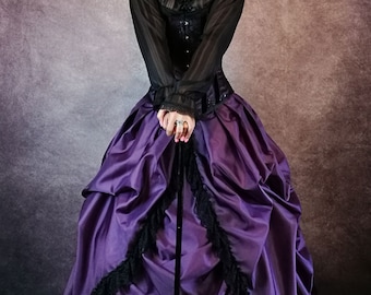 white christmas dresses Plus Women Victorian Style Satin Ribbon Strapless Purple Satin Corset Lace-Up Dress 22 (EU24) / Purple