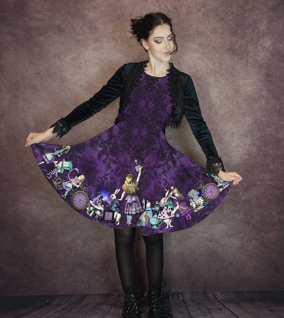 Purple Alice in Wonderland Fun Party Dress - Mad Hatter Tea Party Dress  (thicker Fabric) - Etsy Ireland