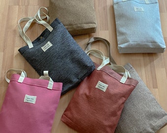 Linen Tote Bag, 12 Colors Minimalist Tote Bag