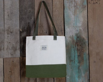 Canvas Shopping Bag, Thick Reusable Bag, White Shoulder Bag