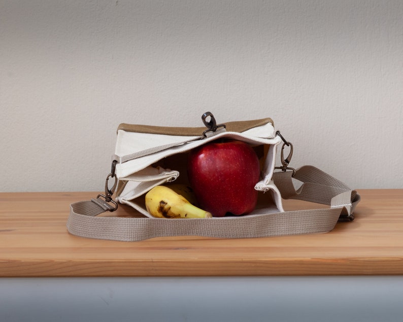 Lunch Bag With Shoulder Strap Thick Raw Fabric Lunch Bag Etsy