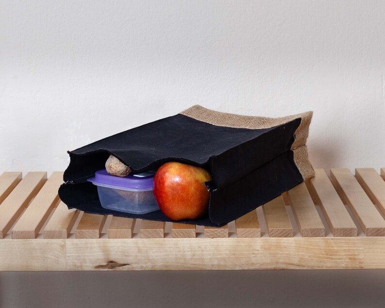 Linen lunch bag, vegan lunch sack, personalized lunch bag, vegan gift, burlap image 6