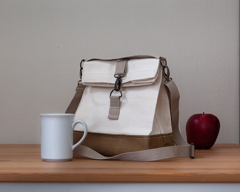 Lunch Bag With Shoulder Strap Thick Raw Fabric Lunch Bag Etsy