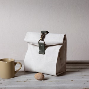 Natural Canvas Lunch Bag, Vegan Gift, Cotton Lunch Sack, Thick Canvas Lunch Bag.