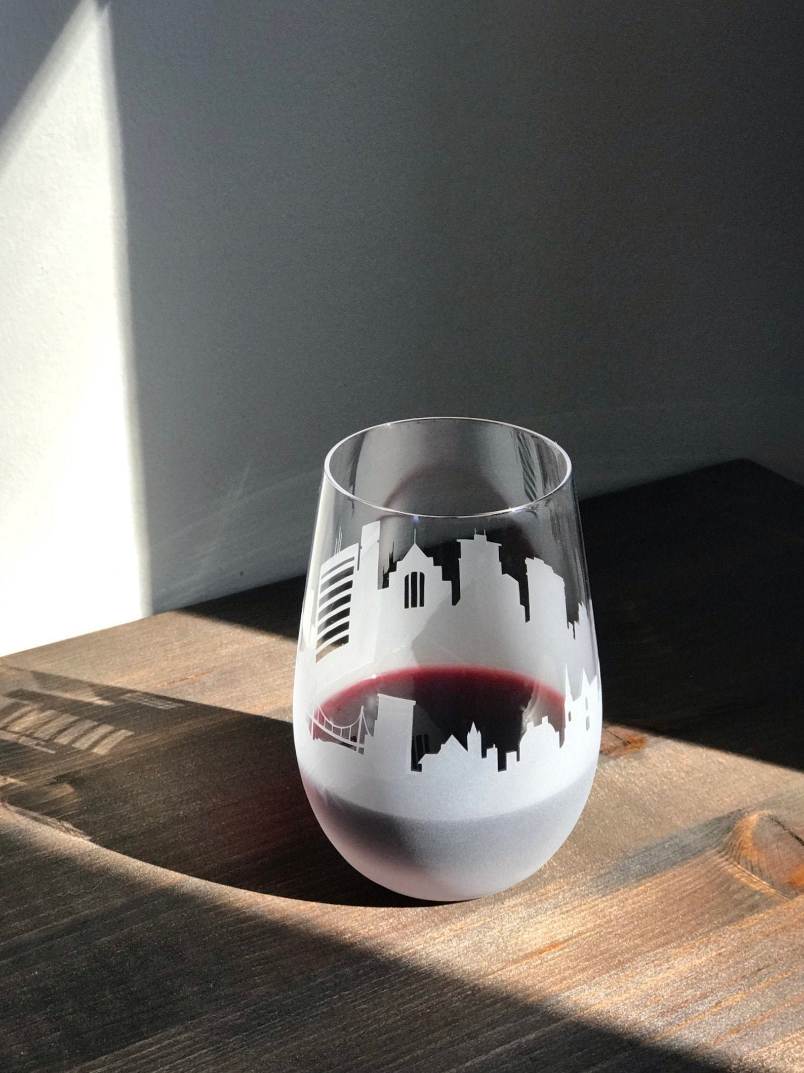 Greenville SC Wine Glasses Skyline conjunto de 2 Panorama Etsy España