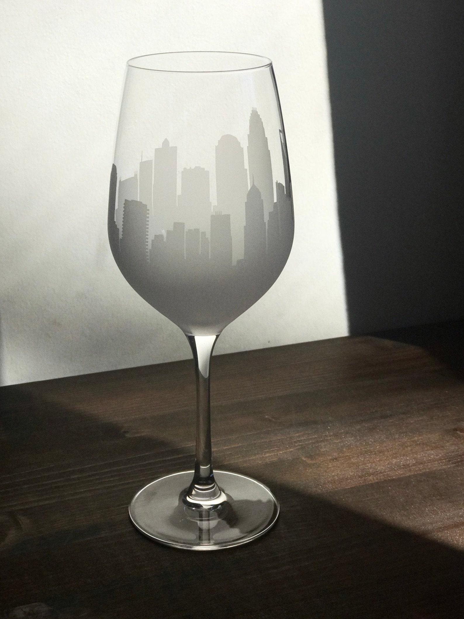 Charlotte City Skyline Wine Glasses set of 2 Panorama Etsy