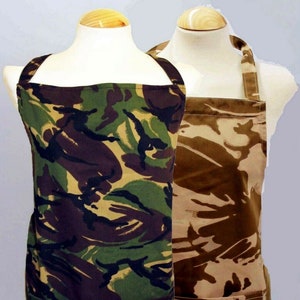 small adult / teenage camouflage apron. Made in England. Green and brown camouflage / Army image 1