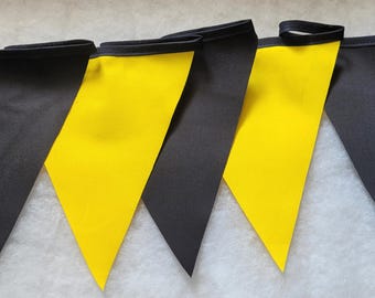 Black and Yellow Fabric Bunting: 10 Meter Party Garland