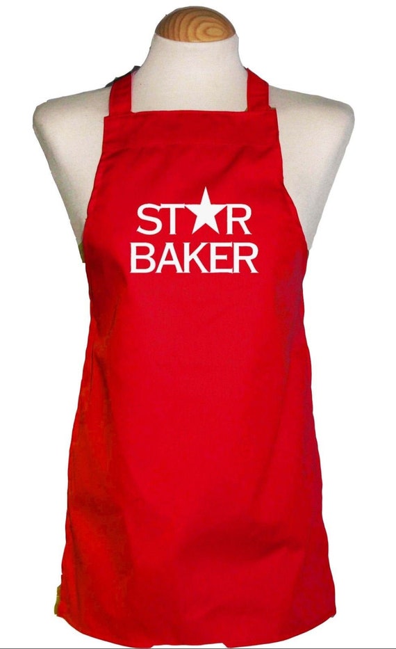 red Large star baker printed apron personalised black or pink apron
